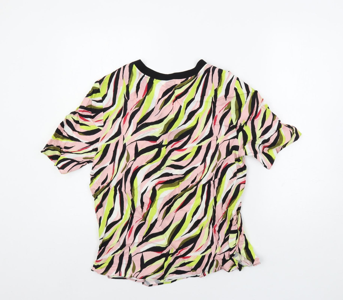Marks and Spencer Womens Multicoloured Geometric Cupro Basic Blouse Size 10 V-Neck