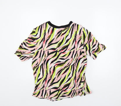 Marks & Spencer Womens Multicoloured Geometric Cupro Basic Blouse Size 10 V-Neck