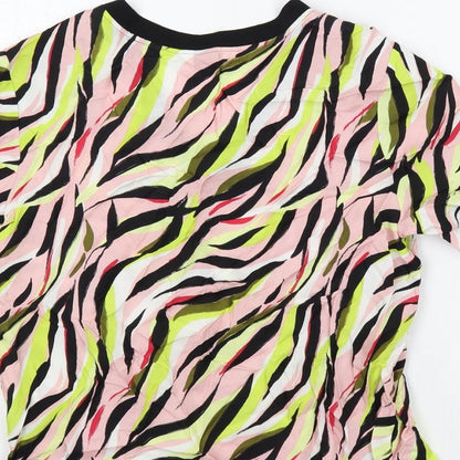 Marks & Spencer Womens Multicoloured Geometric Cupro Basic Blouse Size 10 V-Neck