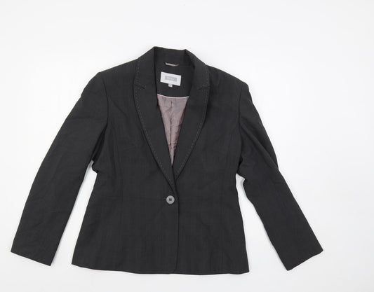 NEXT Womens Grey Plaid Jacket Blazer Size 14 Button