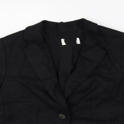 Marks & Spencer Womens Black Jacket Blazer Size 8 Button
