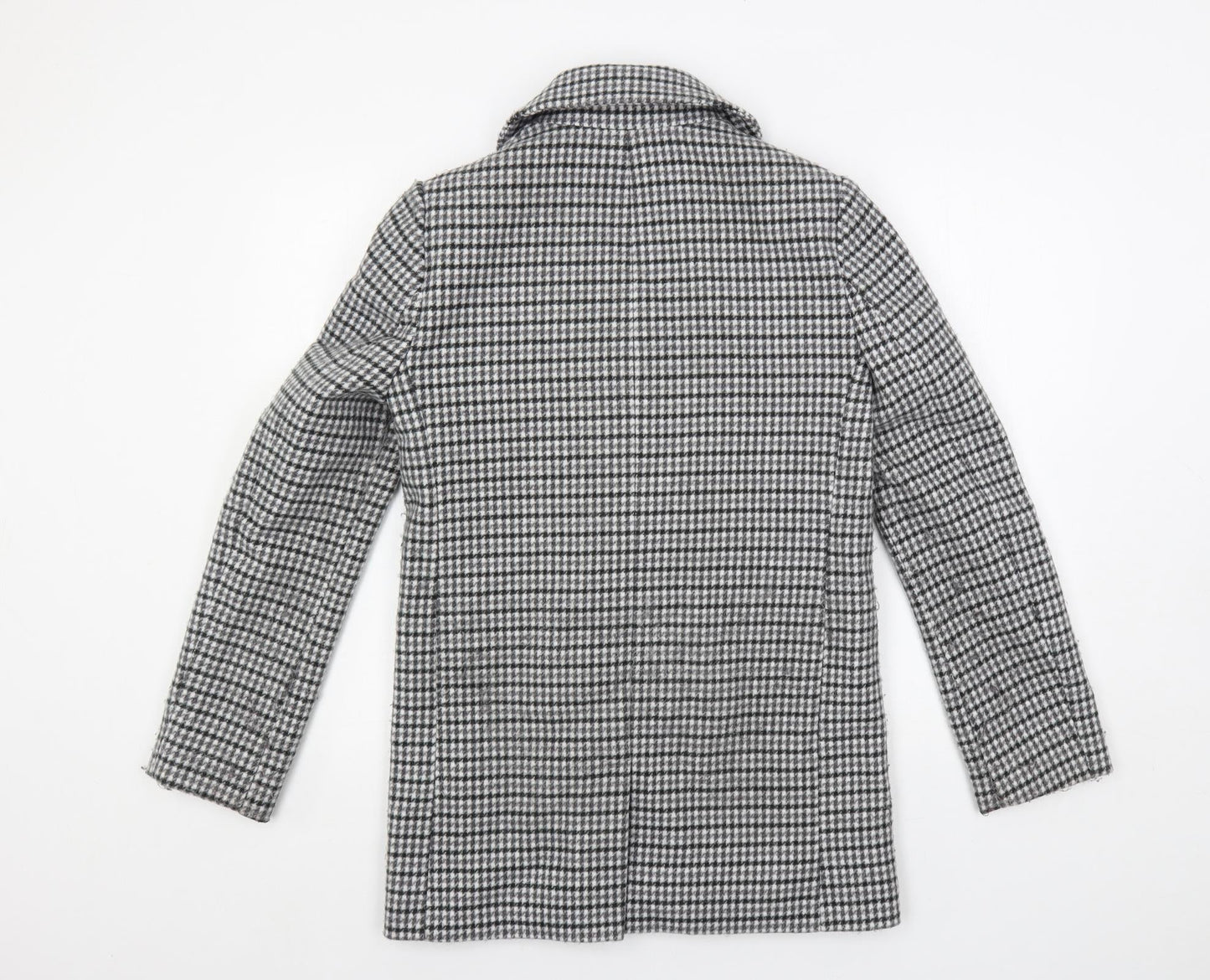 Marks and Spencer Womens Grey Geometric Pea Coat Coat Size 6 Button