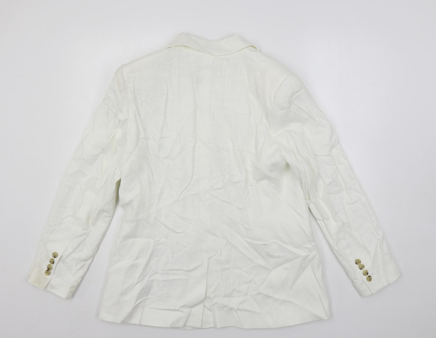 Marks and Spencer Womens White Jacket Blazer Size 14 Button