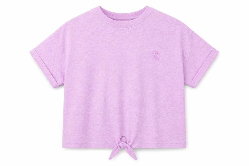 Marks & Spencer Girls Pink Polyester Pullover T-Shirt Size 9-10 Years Crew Neck Pullover - Tie Front Detail