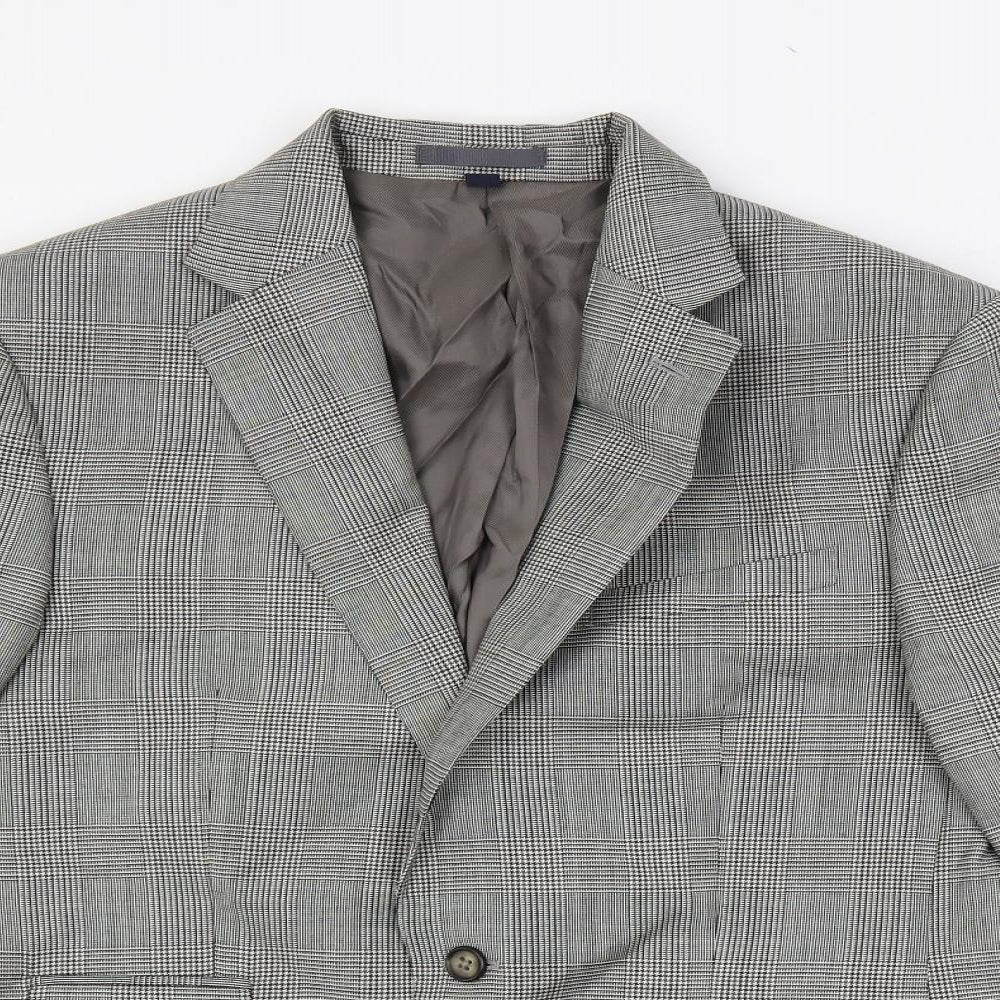 Marks and Spencer Mens Grey Plaid Wool Jacket Suit Jacket Size 40 Regular