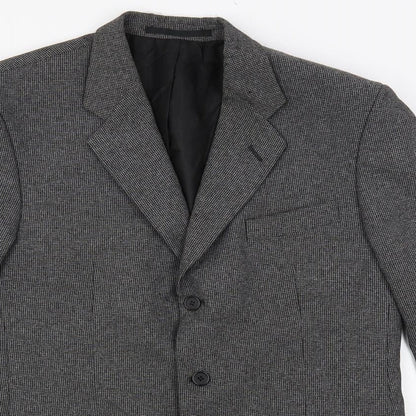 Close-up detail of Canda men’s grey polyester jacket blazer, size 40, regular