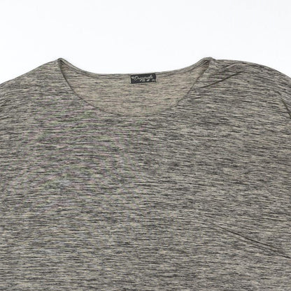 Close-up detail of Originals women’s brown polyester basic blouse, size UK 20, round neck