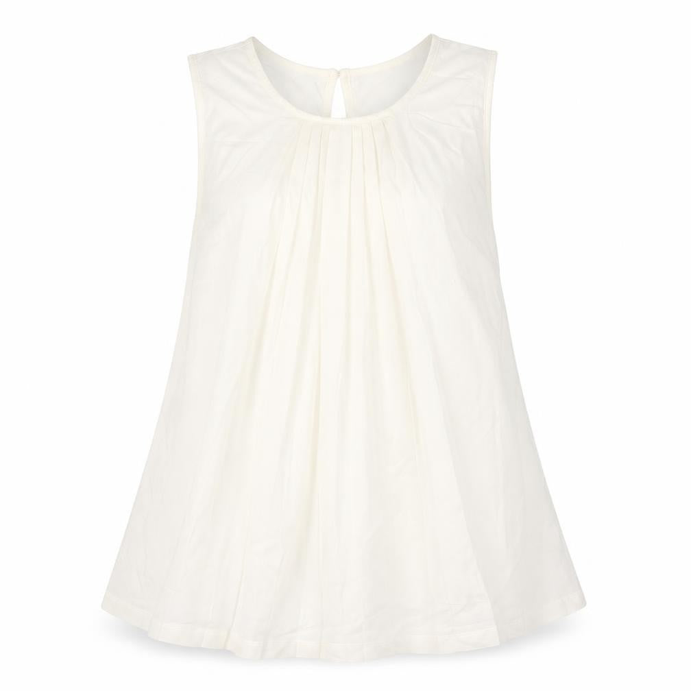 French Connection Womens Ivory Polyester Camisole Blouse Size S Round Neck - Pleated