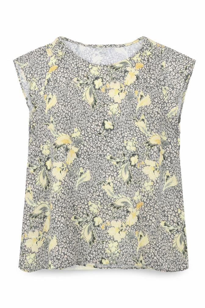Saint Tropez Clothing Womens Multicoloured Geometric Polyester Basic Blouse Size L Round Neck - Leopard Floral Print