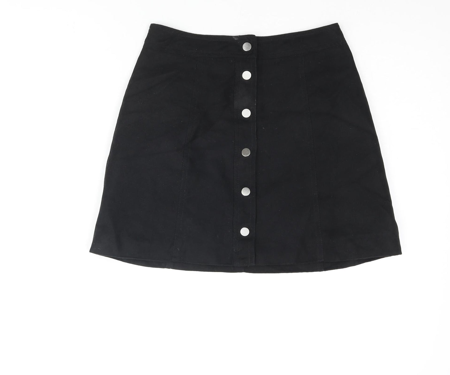 Divided by H&M Womens Black Polyester A-Line Skirt Size 6 Snap