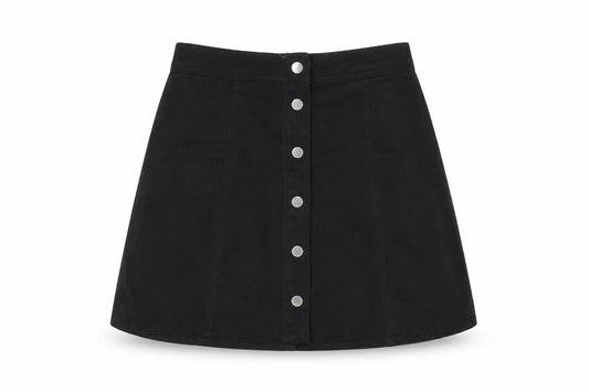 Divided by H&M Womens Black Polyester A-Line Skirt Size 6 Snap