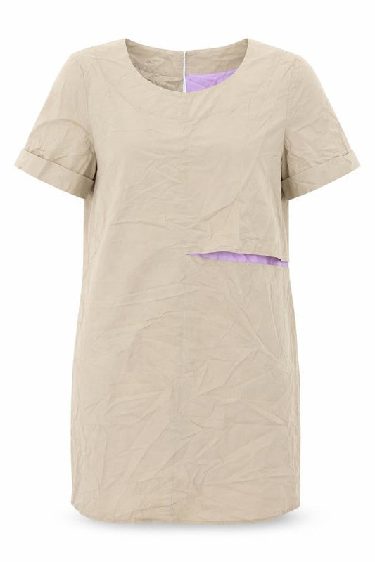 MAX&Co. Womens Beige Cotton Mini Size 10 Round Neck Zip