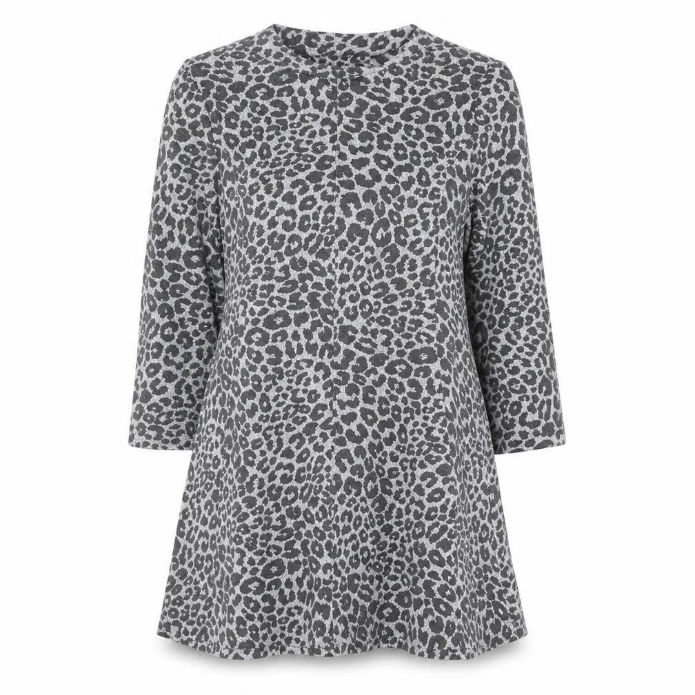 Marks and Womens Grey Round Neck Animal Print Polyester Pullover Jumper Size 12 - Leopard Print