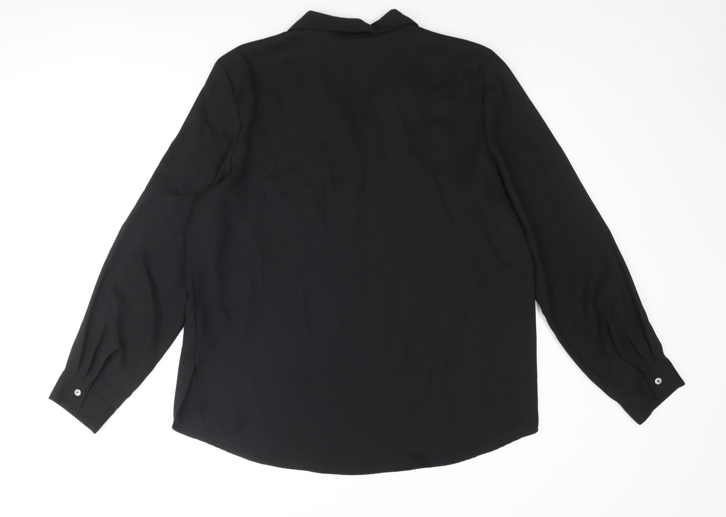 St Bernard Womens Black Polyester Basic Blouse Size 16 Collared - Floral Embroidery Beading