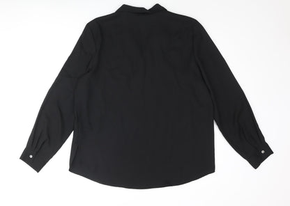 St Bernard Womens Black Polyester Basic Blouse Size 16 Collared - Floral Embroidery Beading