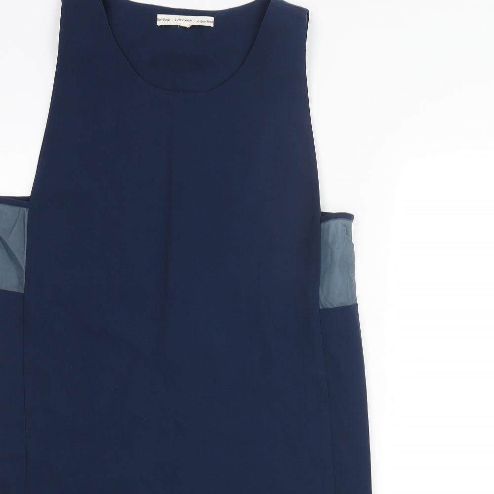 & Other Stories Womens Blue Polyester Shift Size 10 Round Neck Pullover