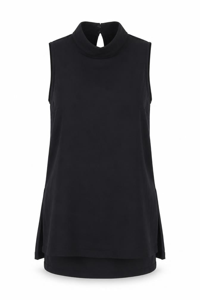 H&M Womens Black Polyester Tunic Blouse Size 8 Mock Neck - Side Slits