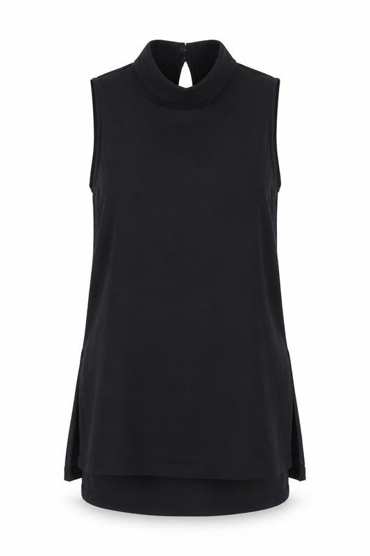 H&M Womens Black Polyester Tunic Blouse Size 8 Mock Neck - Side Slits