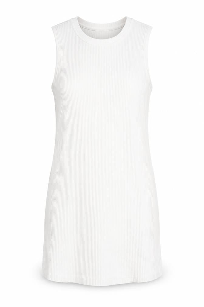 H&M Womens White Polyester Tunic Tank Size M Round Neck - Side Slits