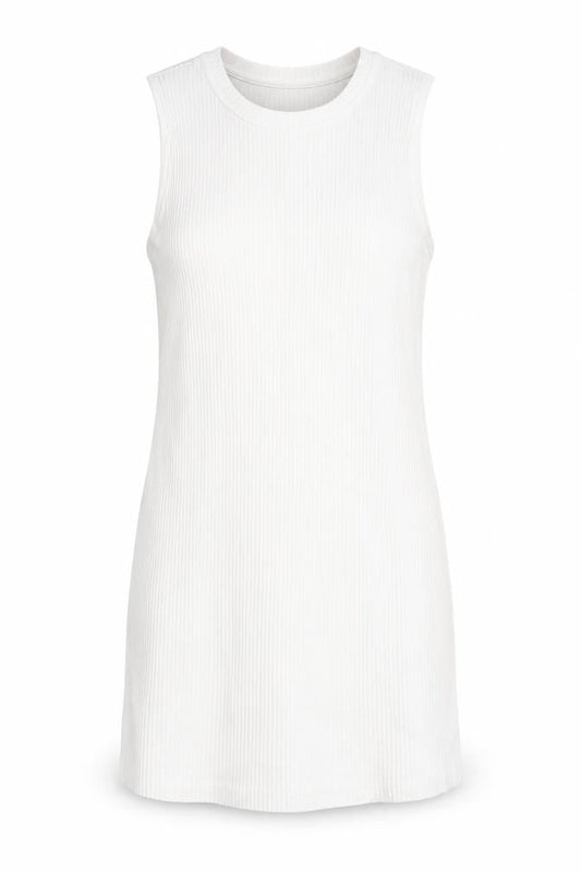 H&M Womens White Polyester Tunic Tank Size M Round Neck - Side Slits