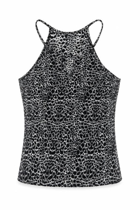 NEXT Womens Black Geometric Polyester Camisole Blouse Size 14 Square Neck