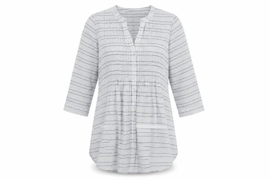 Debenhams Womens Blue Geometric Polyester Tunic Blouse Size 10 V-Neck