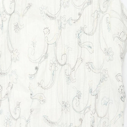BHS Womens Ivory Geometric Polyester Basic Blouse Size 18 Collared - Embroidered