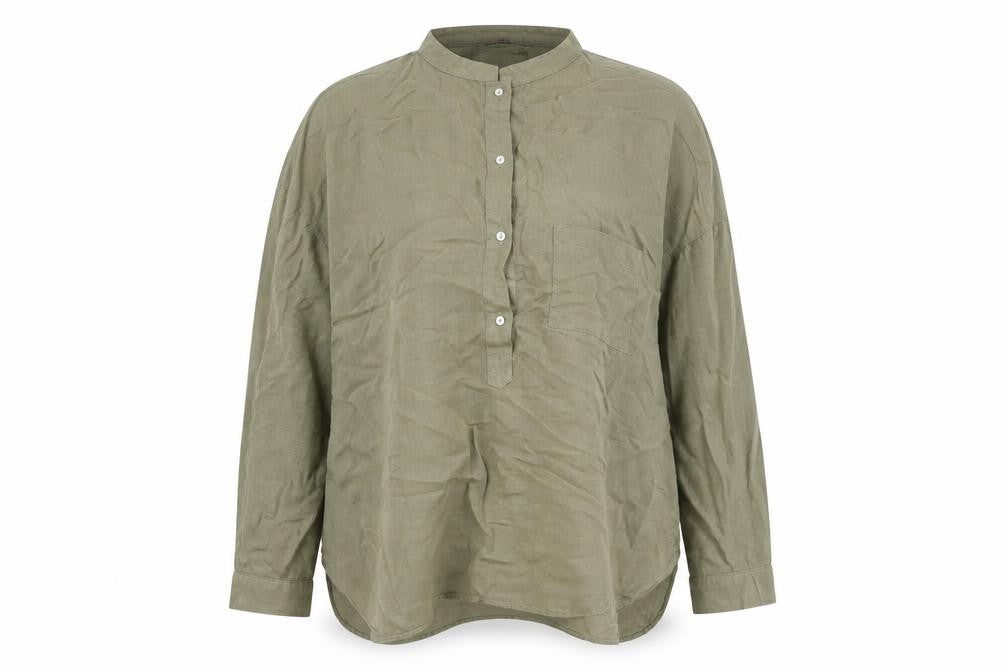 Zara Womens Green Polyester Basic Blouse Size L Henley