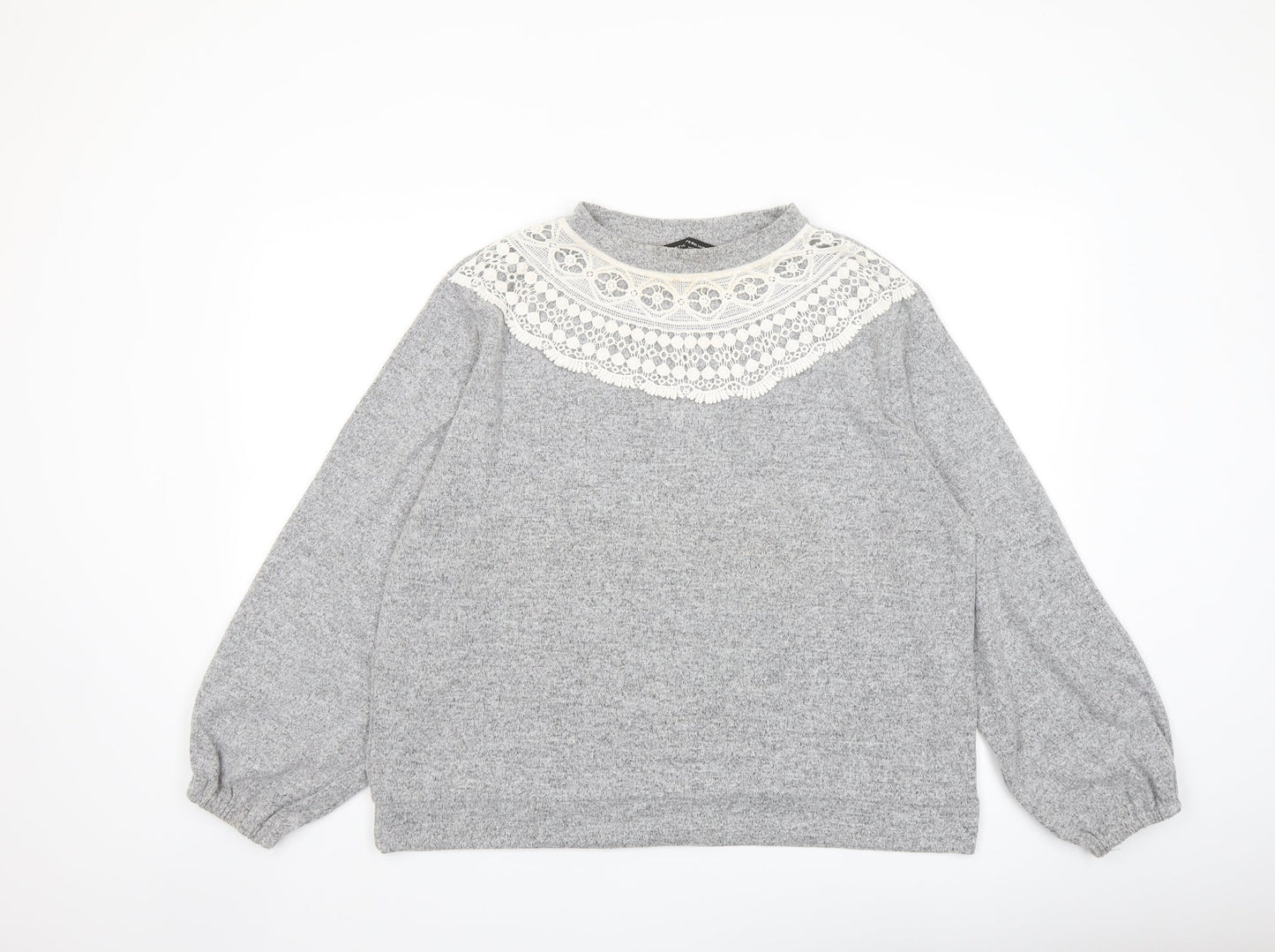 Dorothy Perkins Womens Grey Crew Neck Polyester Pullover Jumper Size 16