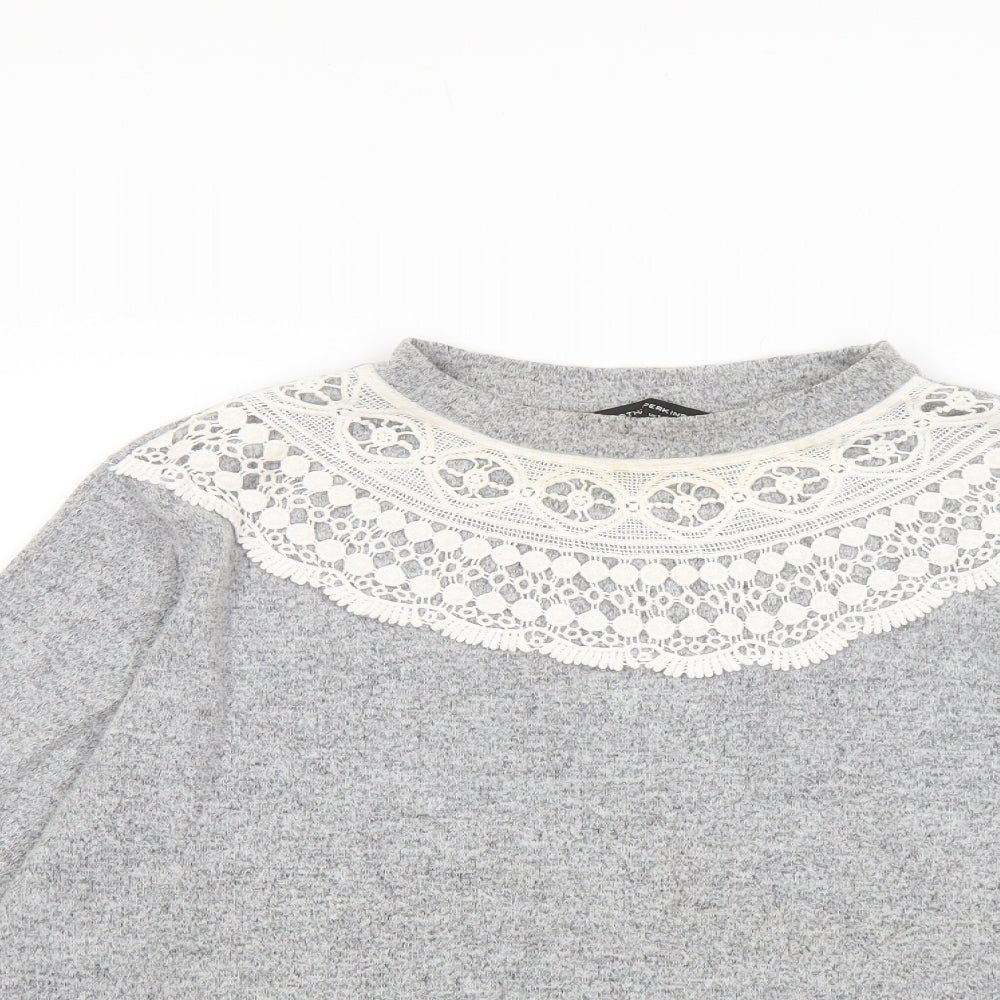 Dorothy Perkins Womens Grey Crew Neck Polyester Pullover Jumper Size 16