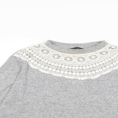 Dorothy Perkins Womens Grey Crew Neck Polyester Pullover Jumper Size 16