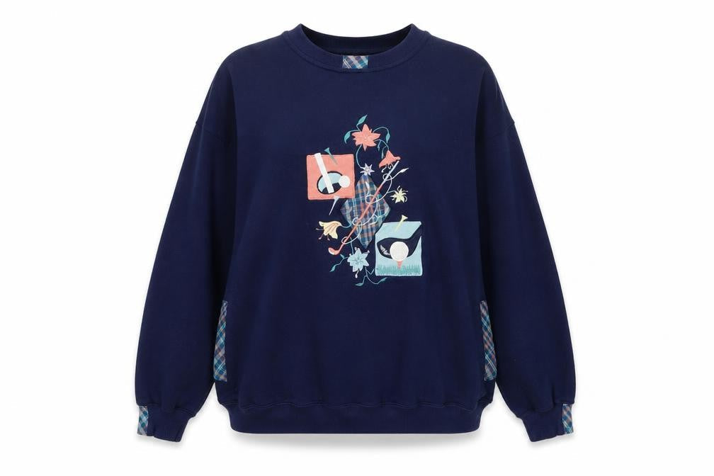 Allice Collins Womens Blue Polyester Pullover Sweatshirt Size L Pullover