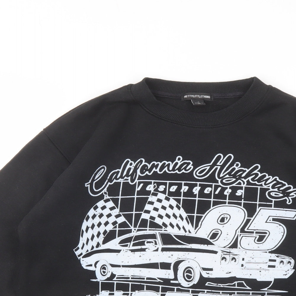 PRETTYLITTLETHING Mens Black Cotton Pullover Sweatshirt Size S