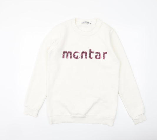Montar Womens Ivory Cotton Pullover Sweatshirt Size M Pullover