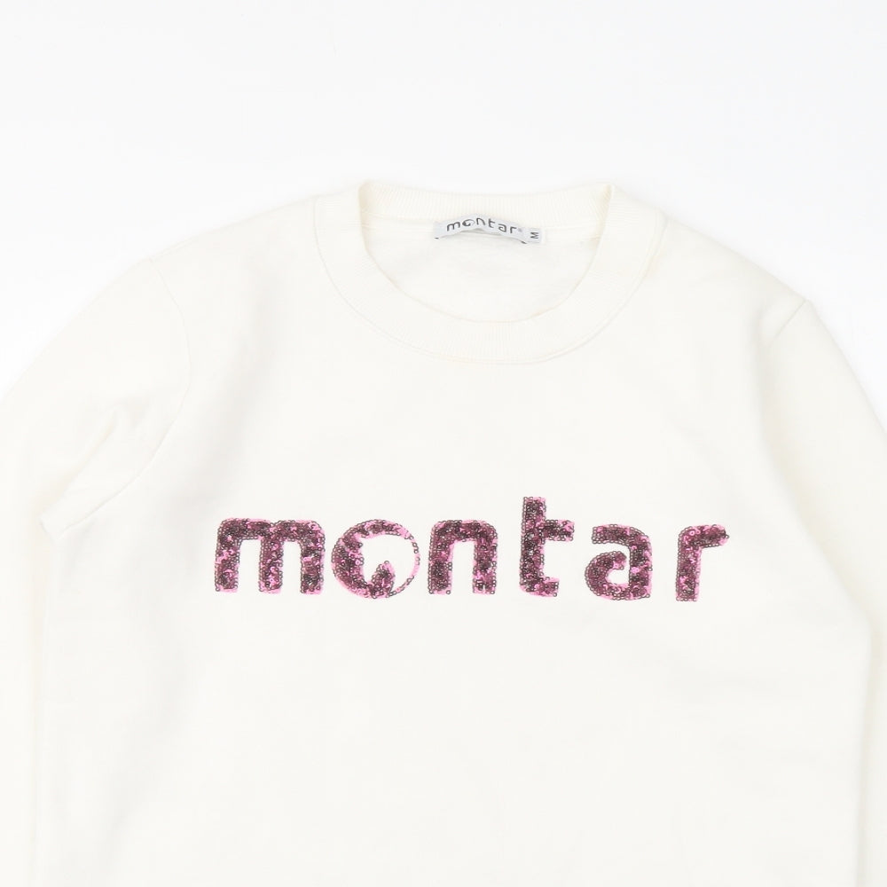 Montar Womens Ivory Cotton Pullover Sweatshirt Size M Pullover
