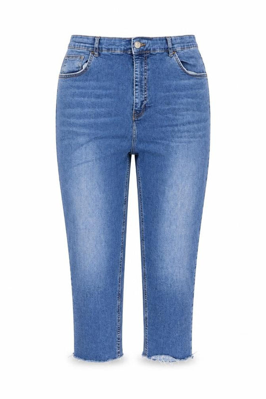 Topshop Womens Blue Cotton Cropped Jeans Size 36 in L21 in Regular Button