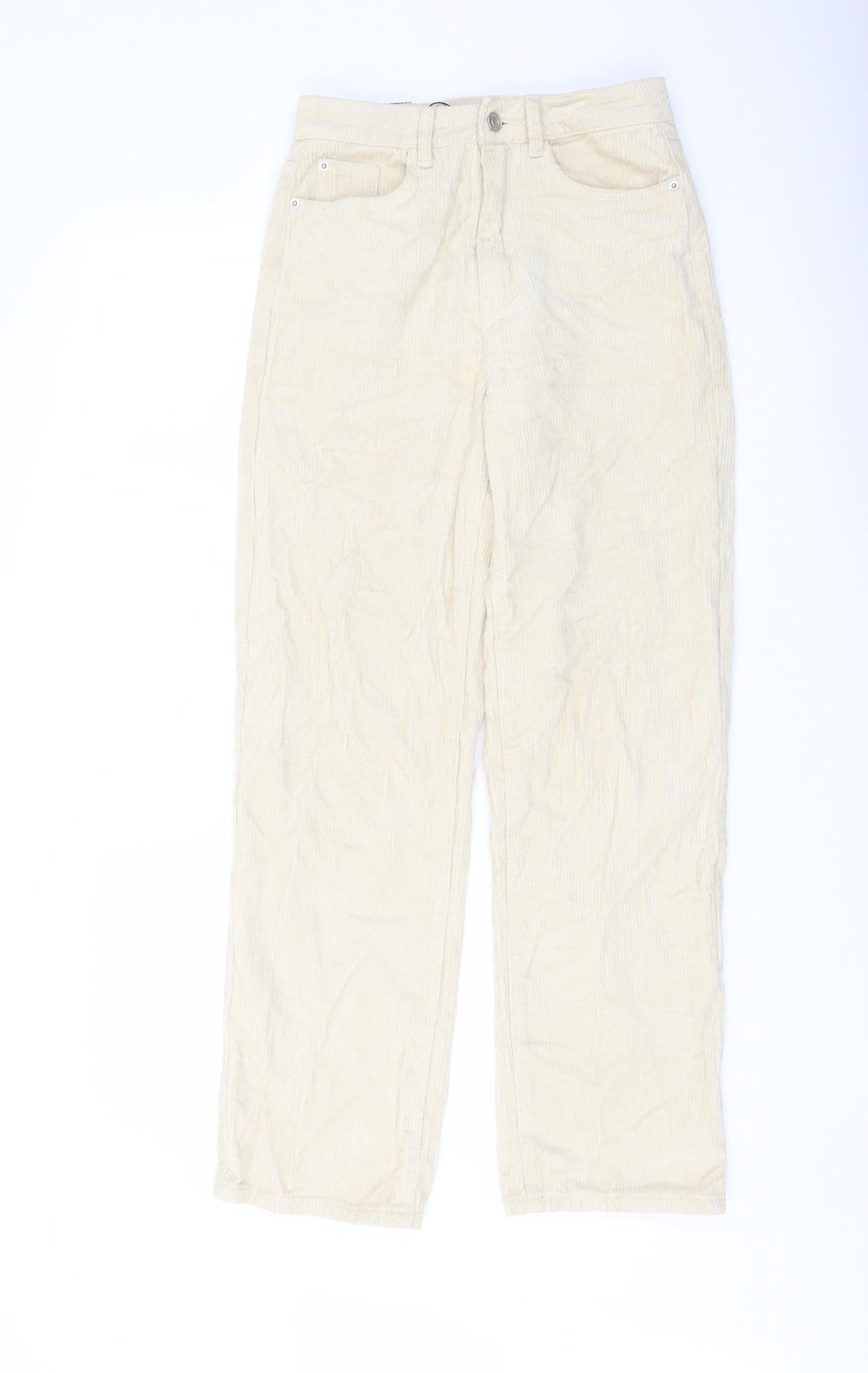 Missguided Womens Beige Cotton Trousers Size 8 L28 in Regular Button