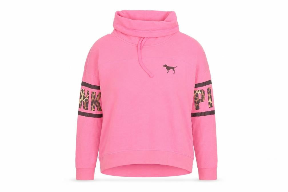 PINK Womens Pink Spotted Polyester Pullover Sweatshirt Size S Pullover