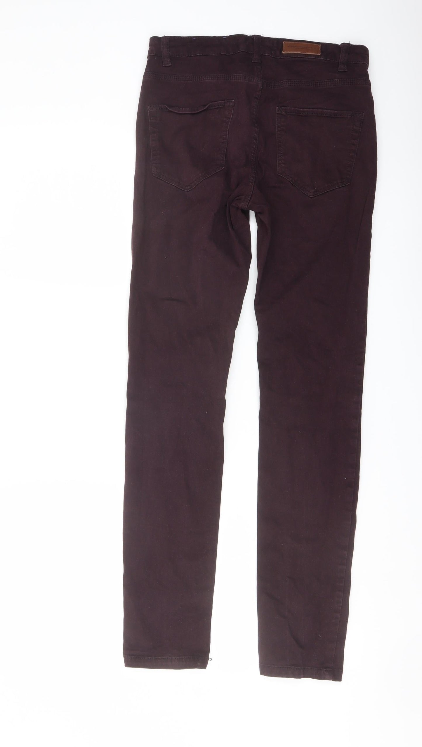 H&M Womens Purple Cotton Straight Jeans Size 8 L29 in Regular Button