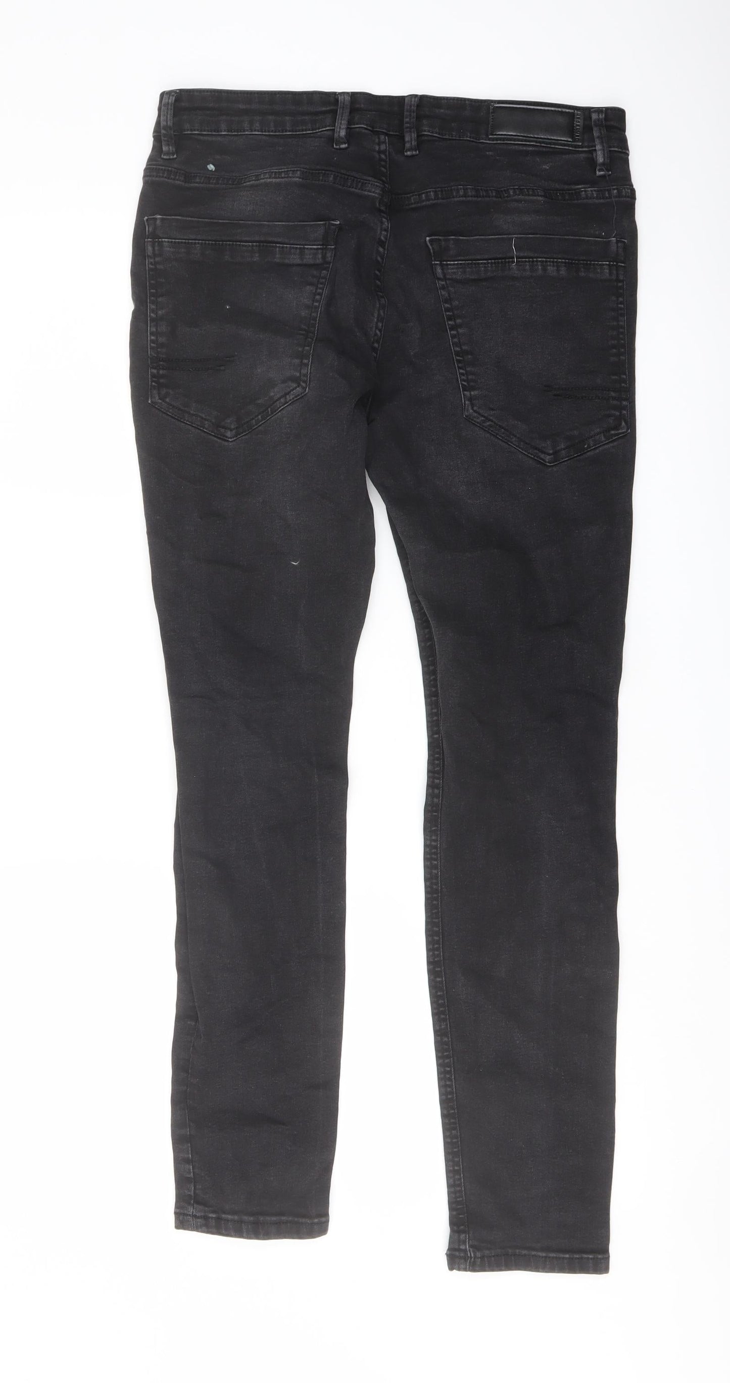 RESERVED Mens Black Cotton Straight Jeans Size 30 in L30 in Regular Button
