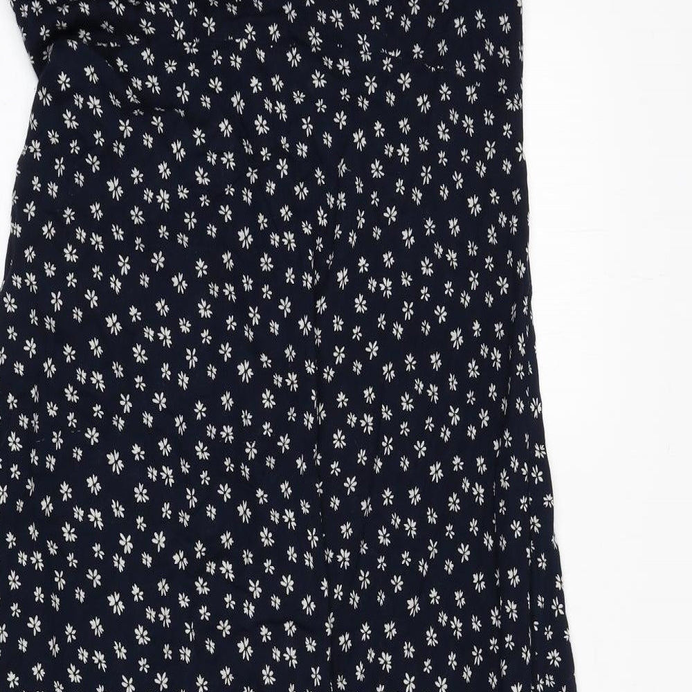 Alice Collins Womens Blue Floral Viscose Wrap Dress Size 10 V-Neck Tie