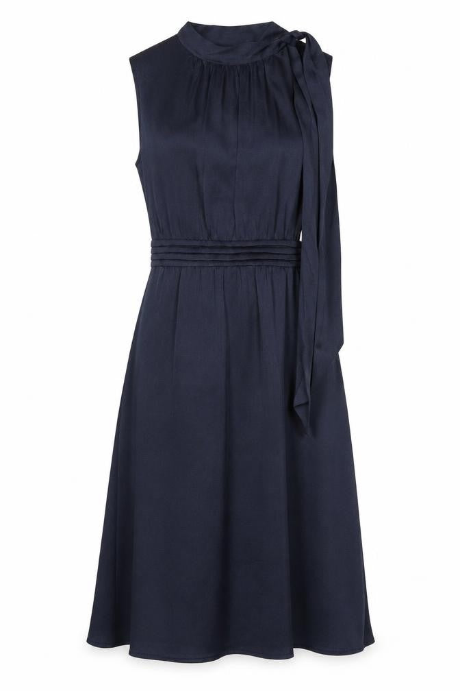 Just Miss Womens Blue Polyester A-Line Size 10 Mock Neck Button - Tie Detail
