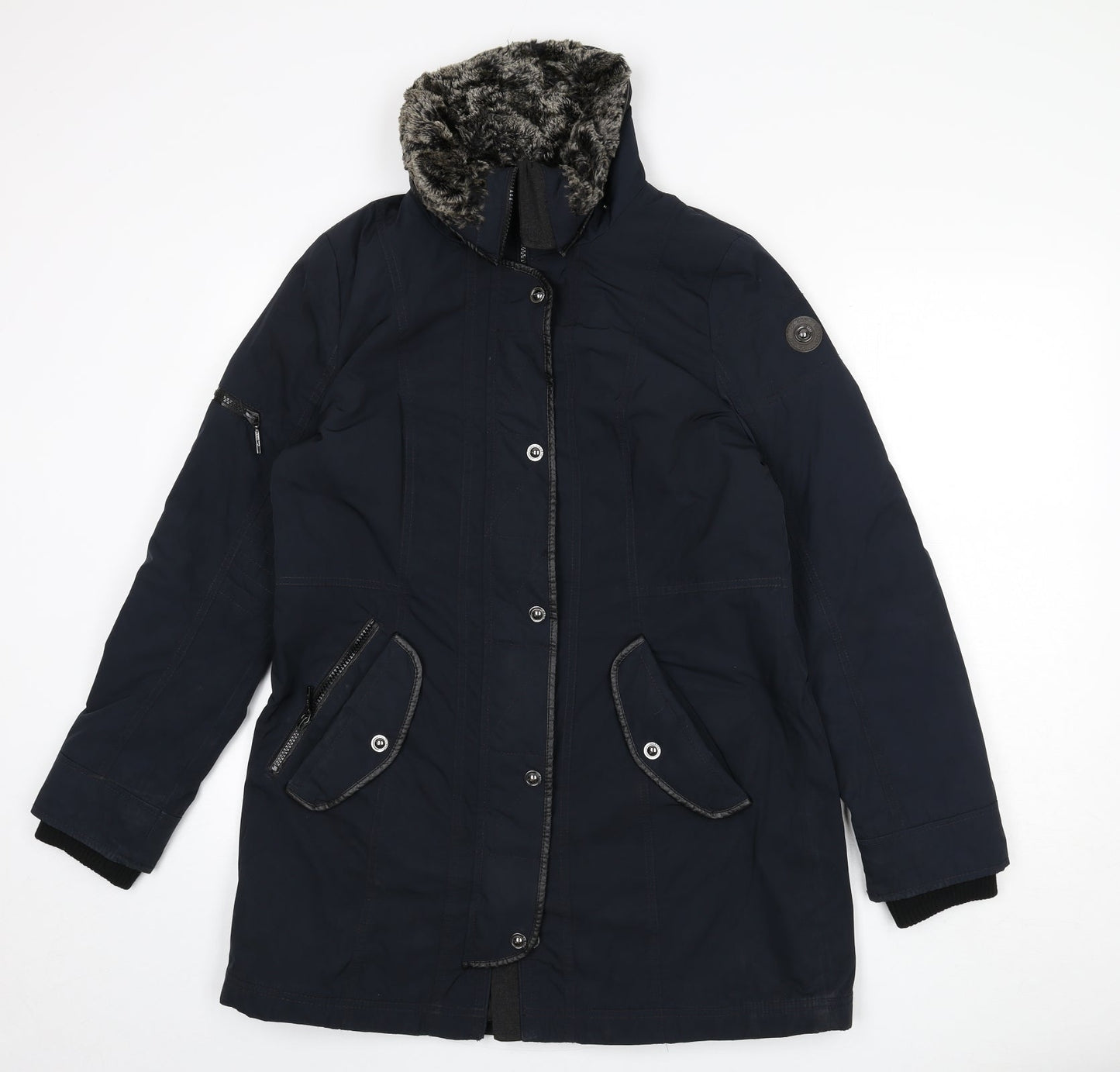 Gil Bret Womens Blue Rain Coat Coat Size 12 Zip
