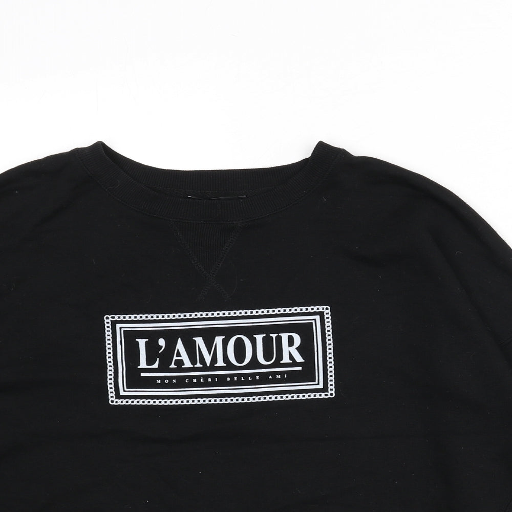 New Look Womens Black Polyester Pullover Sweatshirt Size 10 Pullover - L'Amour Paris