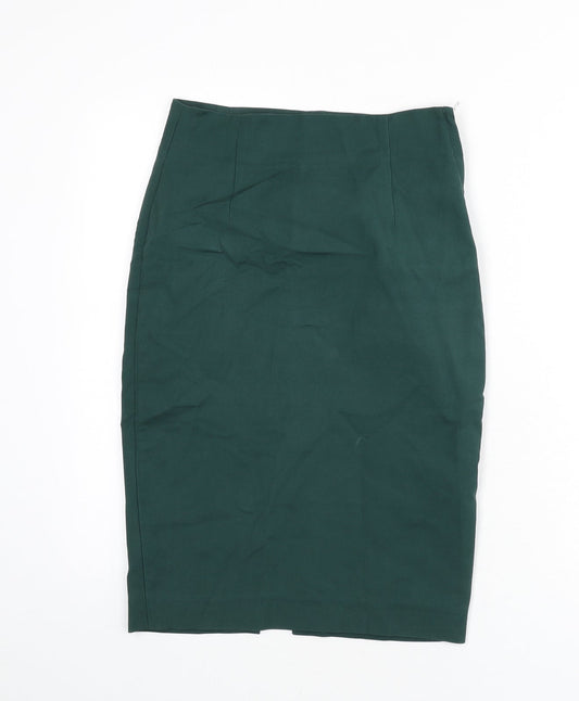Zara Womens Green Polyester Straight & Pencil Skirt Size XS Zip - Slit