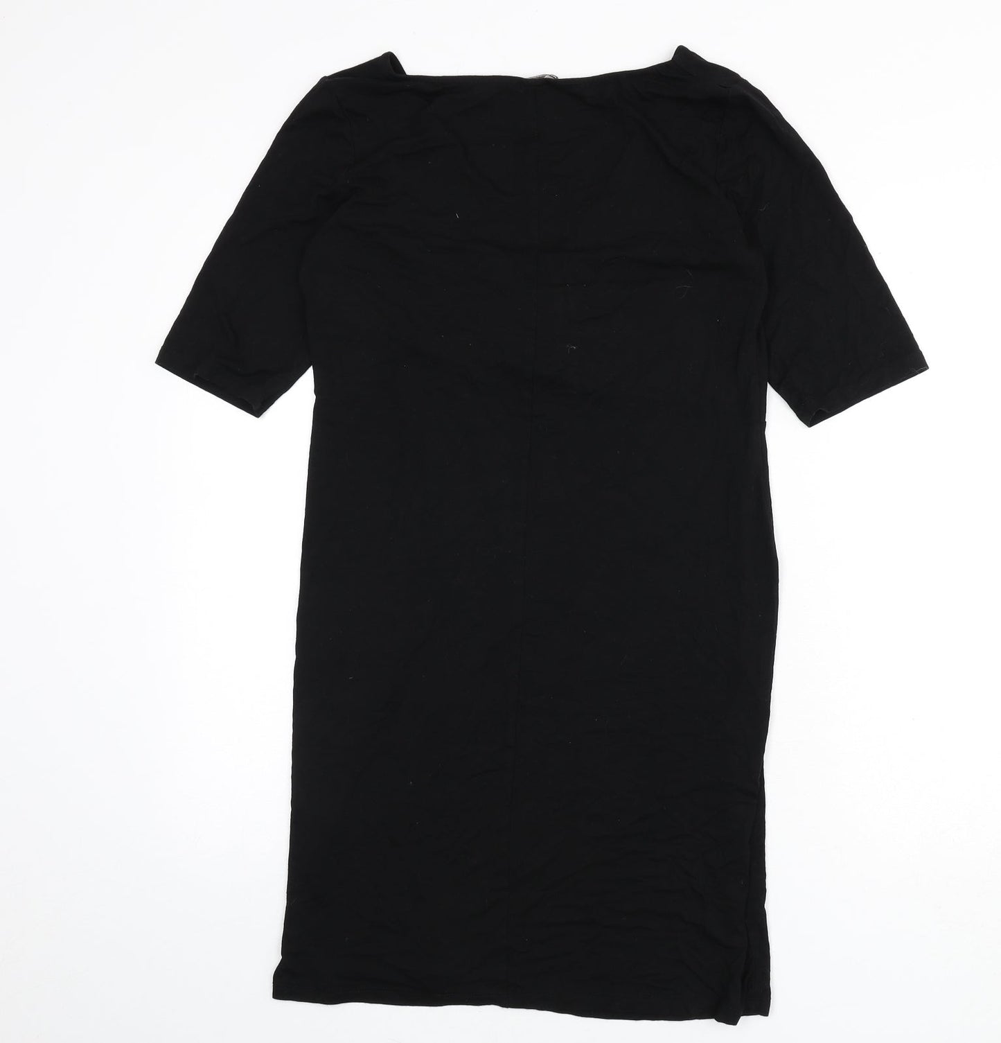 H&M Womens Black Viscose Sheath Size M V-Neck Pullover - Knot Front