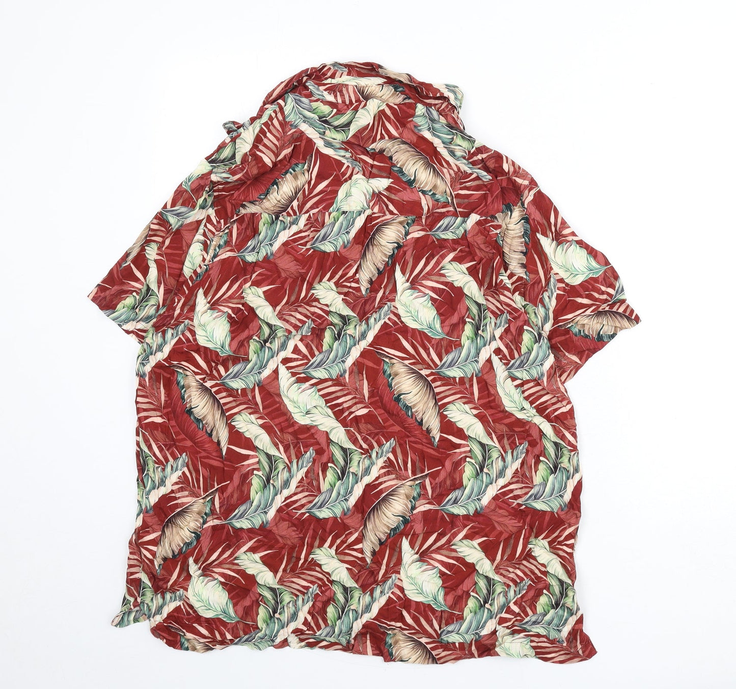 Burton Mens Multicoloured Geometric Viscose Button-Up Size L Collared Button - Leaf Print