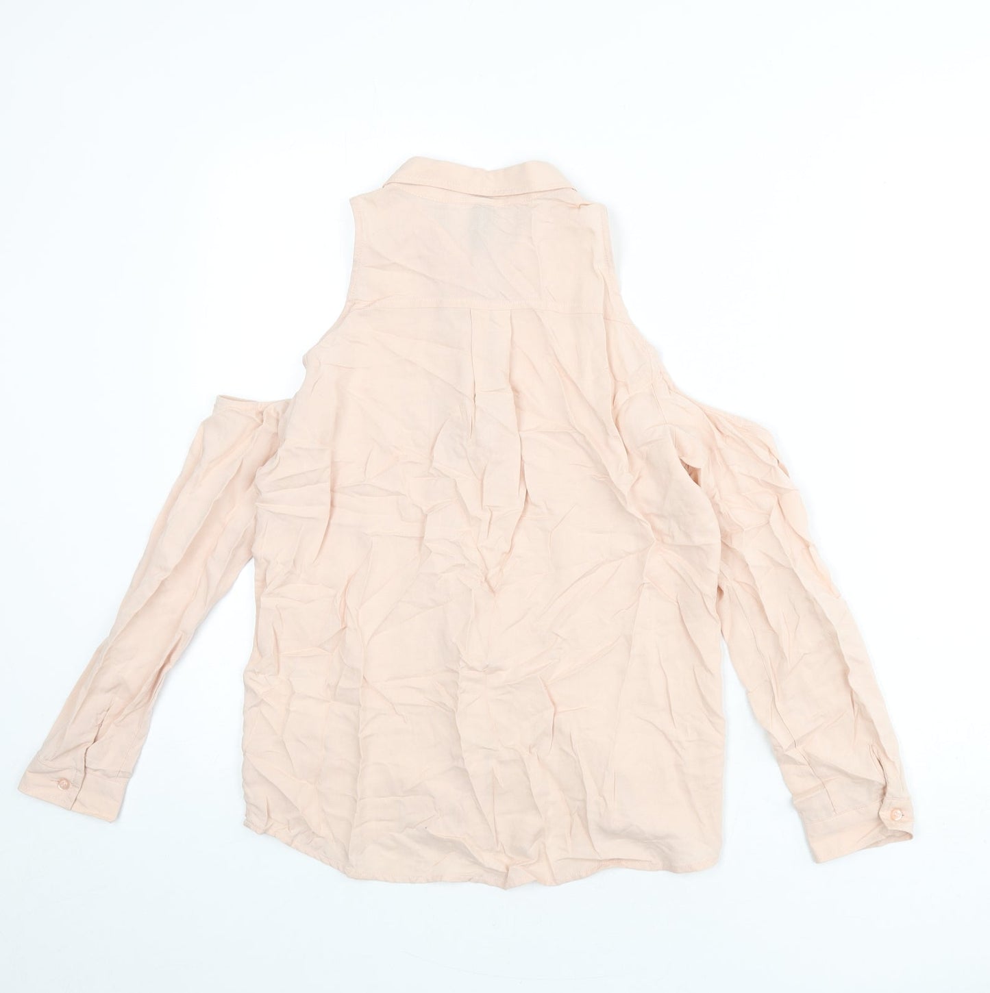 Divided by H&M Womens Pink Viscose Basic Button-Up Size 6 Collared - Shoulder Cut Outs