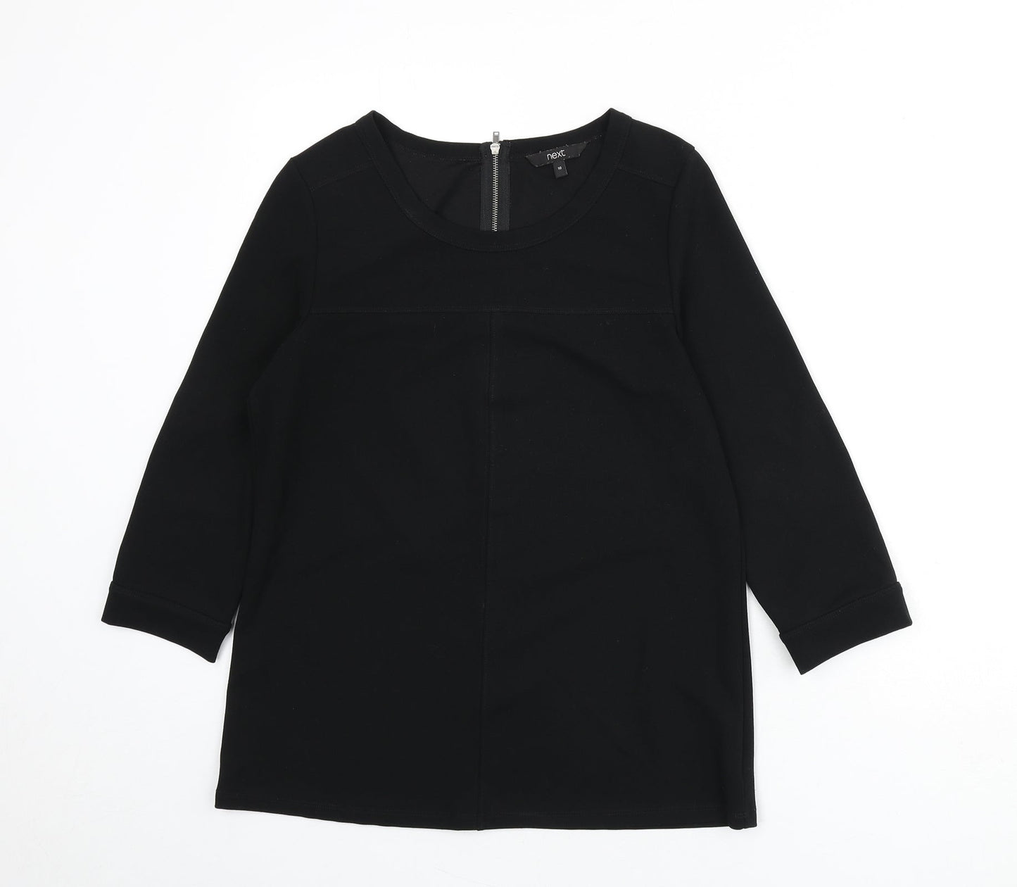 NEXT Womens Black Polyester Basic Blouse Size 10 Round Neck
