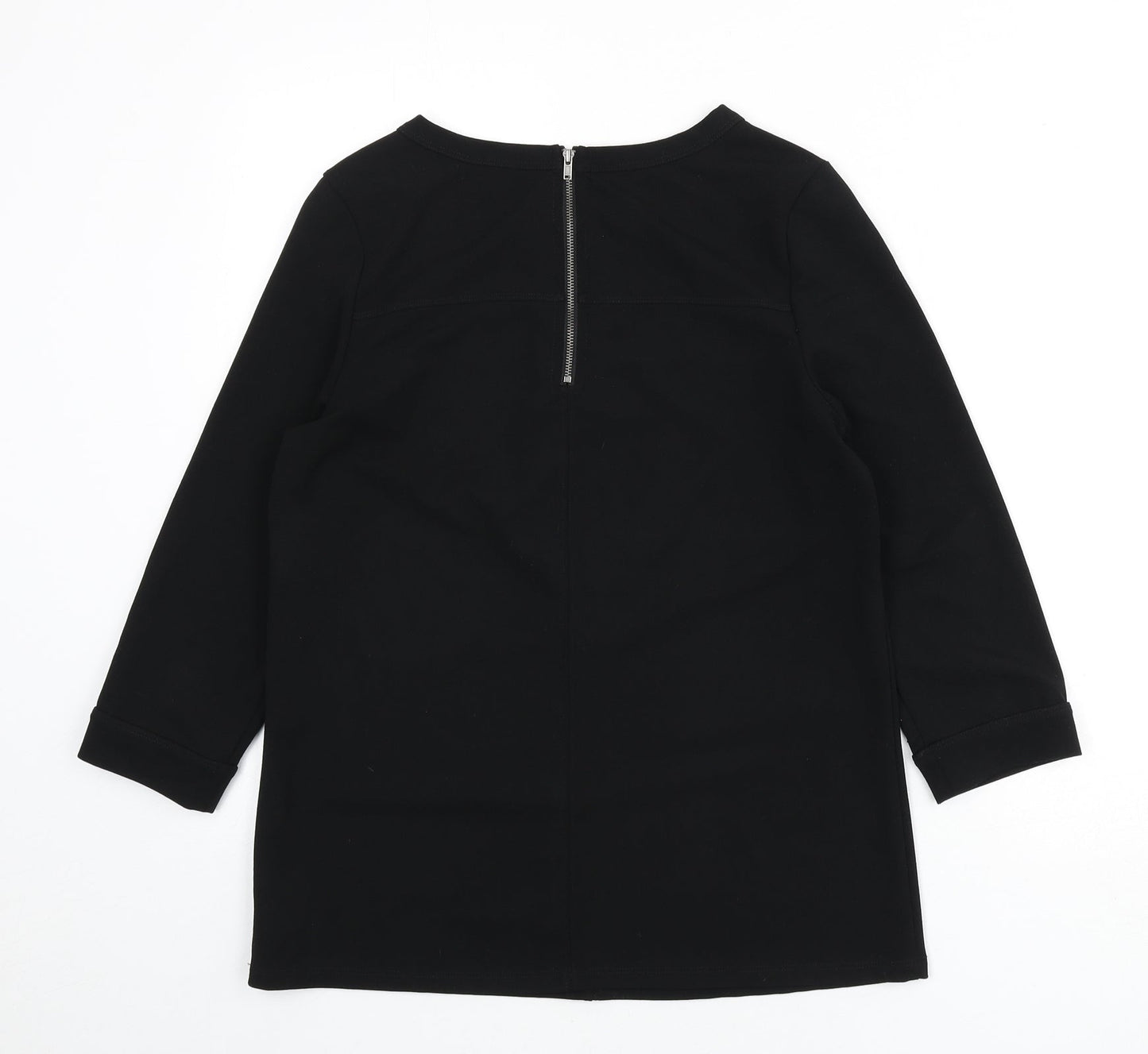 NEXT Womens Black Polyester Basic Blouse Size 10 Round Neck